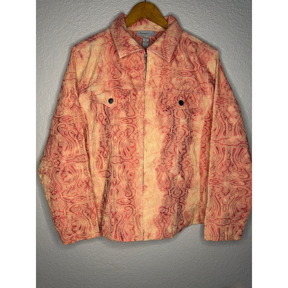 Vintage Analogy Plus Paisley Zip Up Jacket Women 1X Pink Excellent